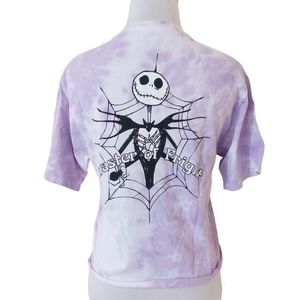 Nightmare Before Christmas Jack Skellington Purple Tie Dye Crop Top T-Shirt